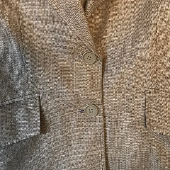 Vintage Classic Tan Cropped Linen 2 button Blazer size 6 pointed lapel summer - Picture 3 of 8